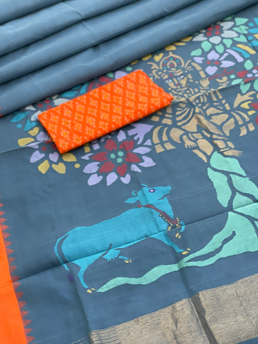 Ponduru Handspun Khadi Cotton Jamdani Weave Saree