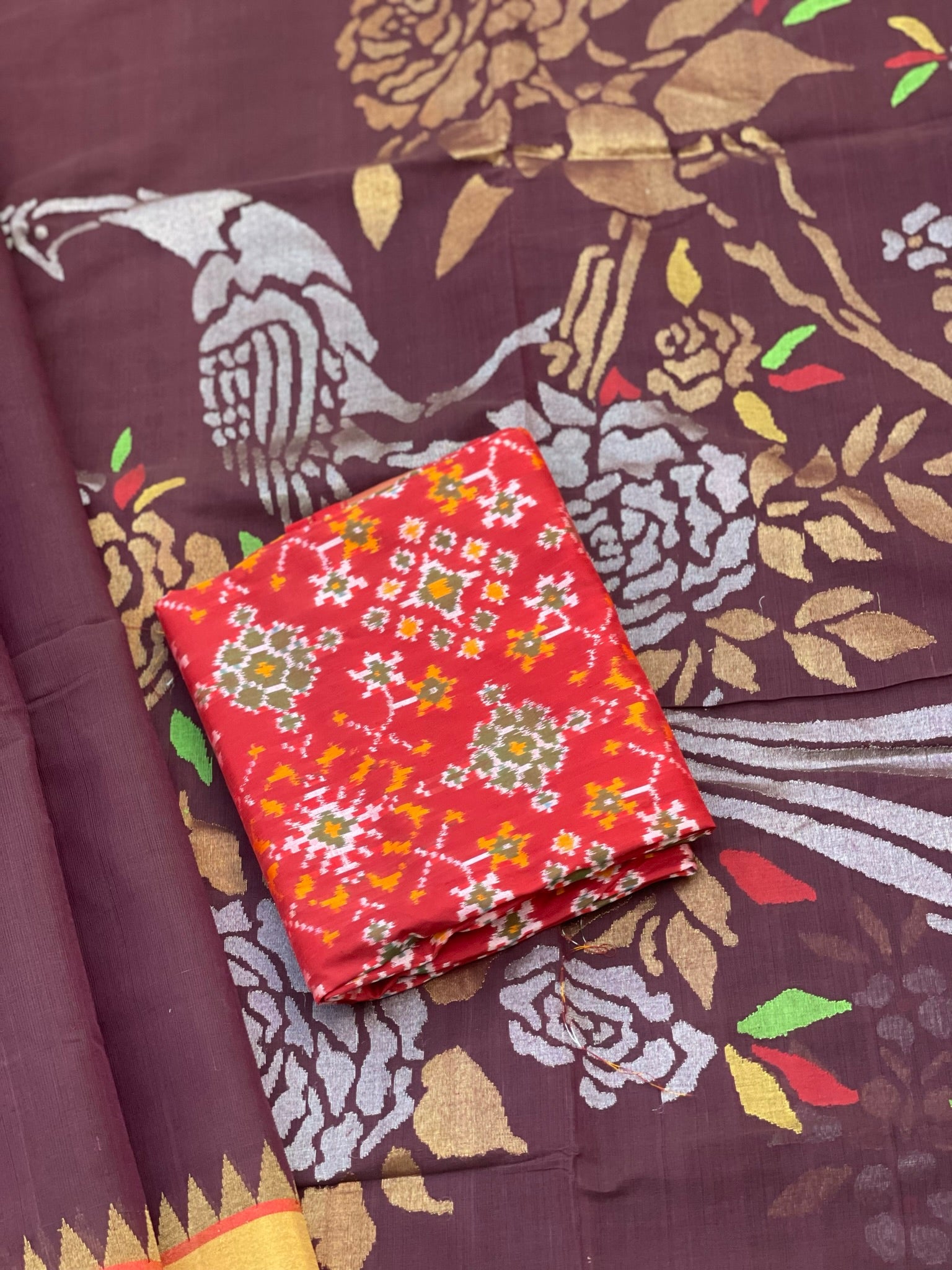 Ponduru Handspun Khadi Cotton Jamdani With Pallu Blouse Jamdani Saree