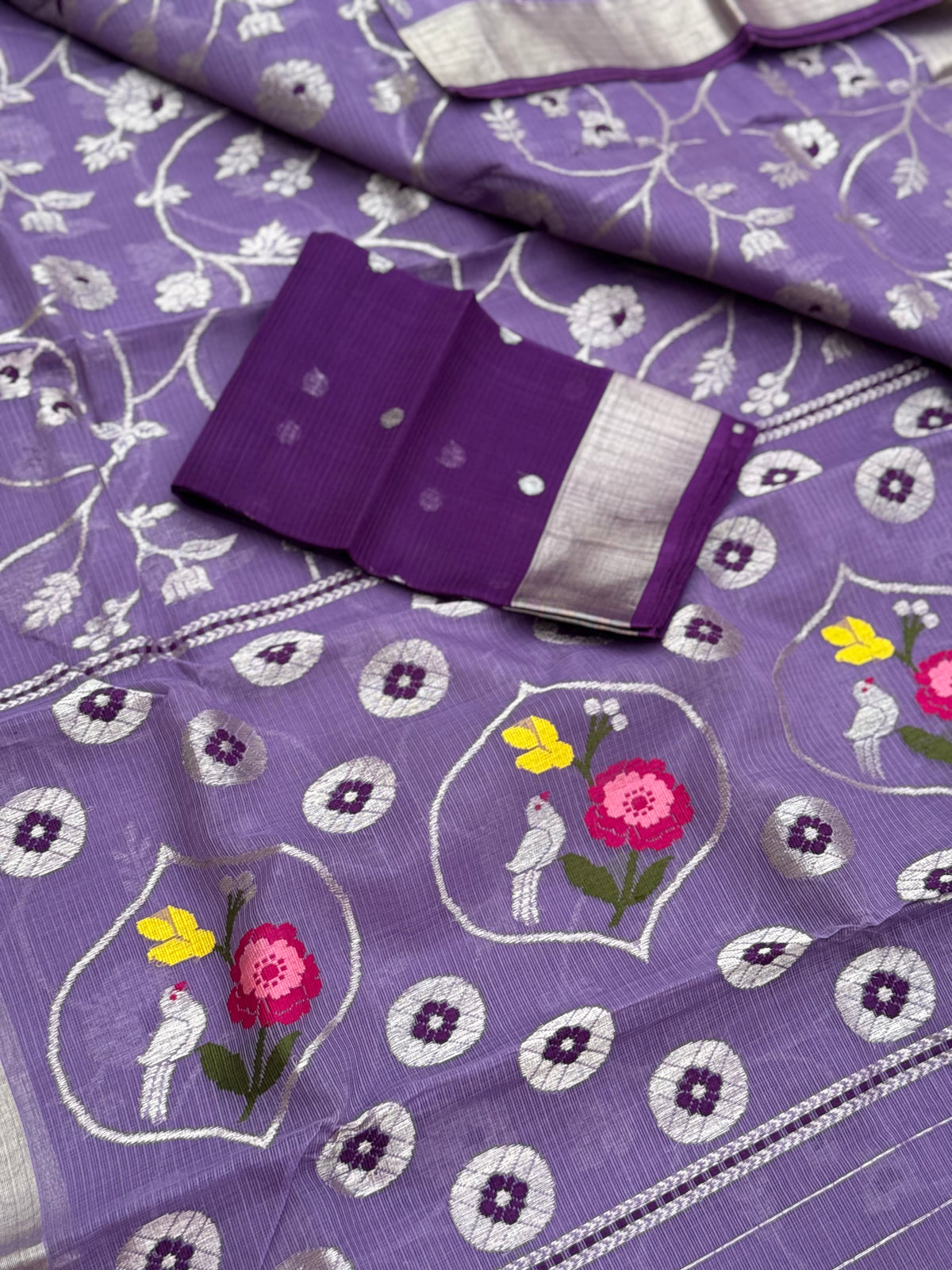 Handwoven zari Kota silk by cotton saree