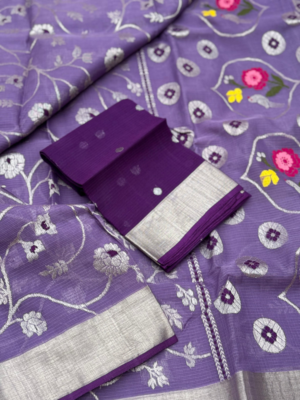 Handwoven zari Kota silk by cotton saree
