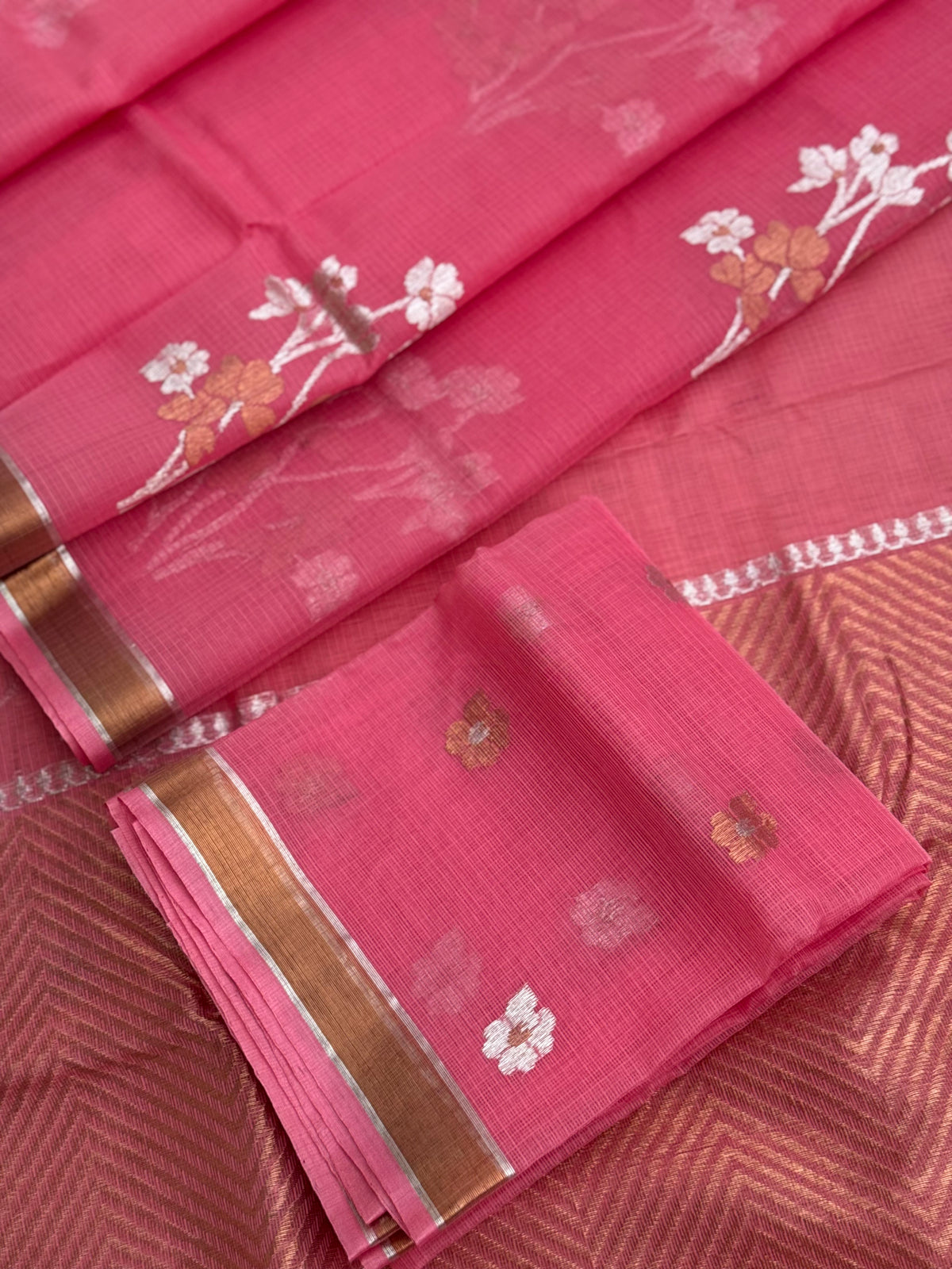Handwoven zari Kota silk by cotton saree