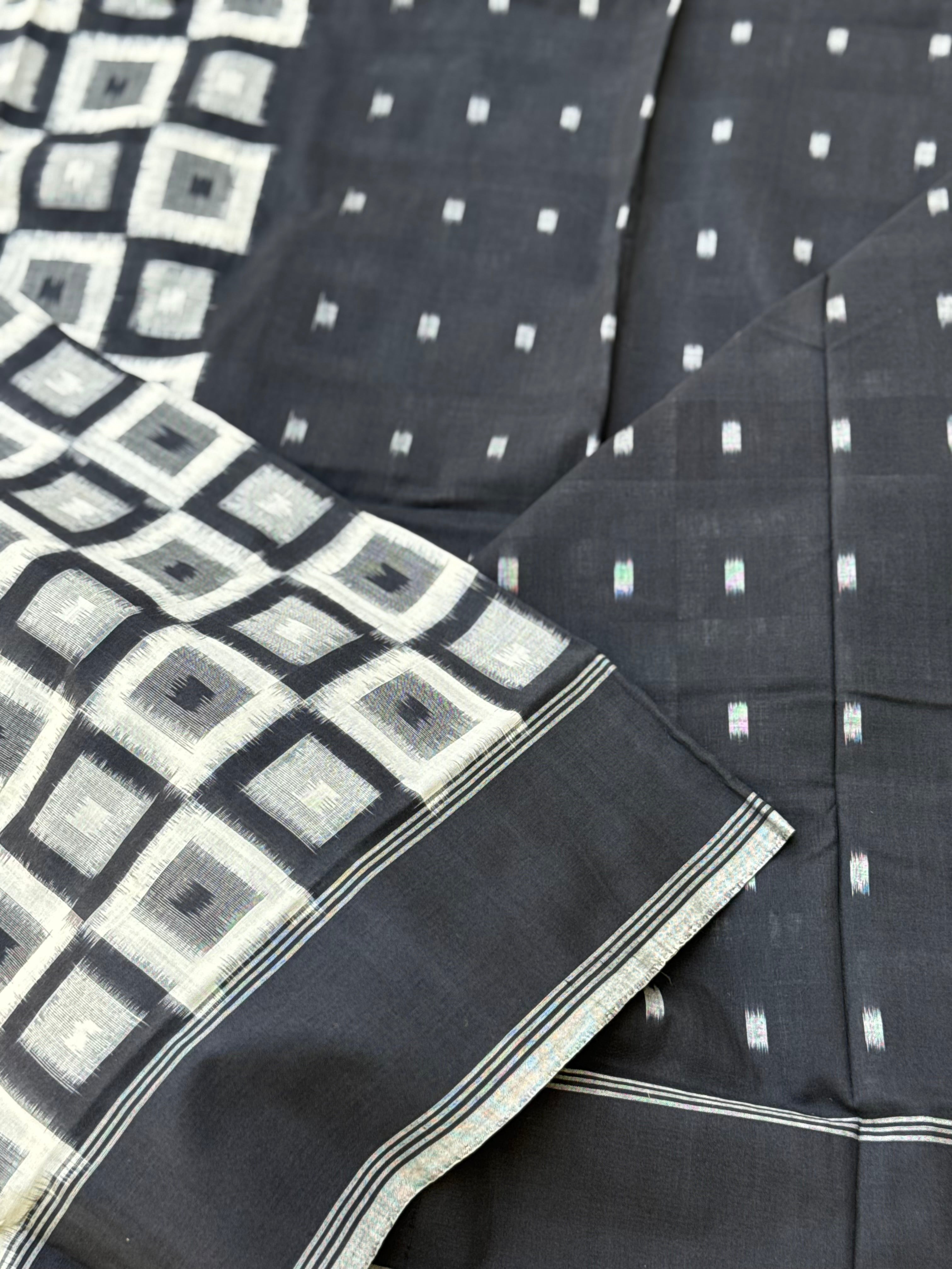 Handwoven tie dyed Telia Rumal double ikkat cotton saree