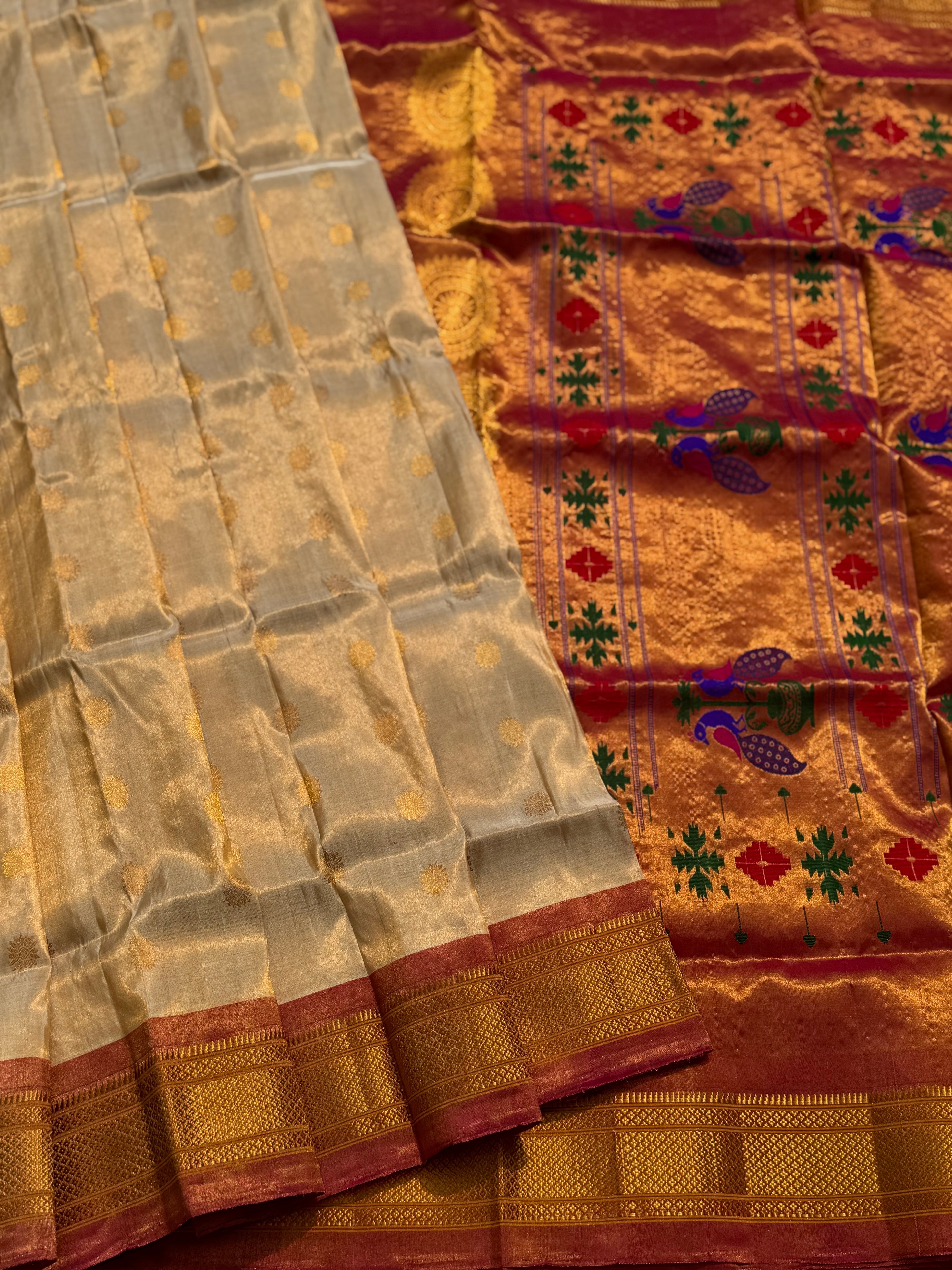 A beautiful Handloom gadwal tissue silk saree with border