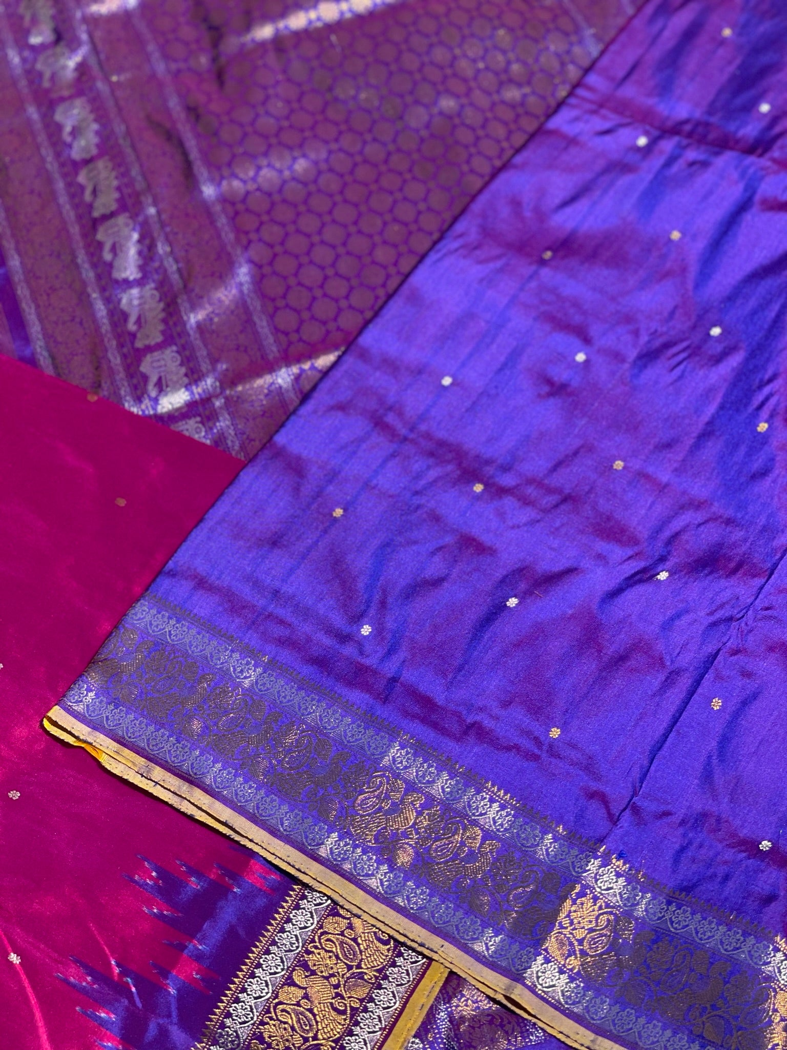 Revival Vintage Ikkat Silk Saree With Kanchi Border And Pallu