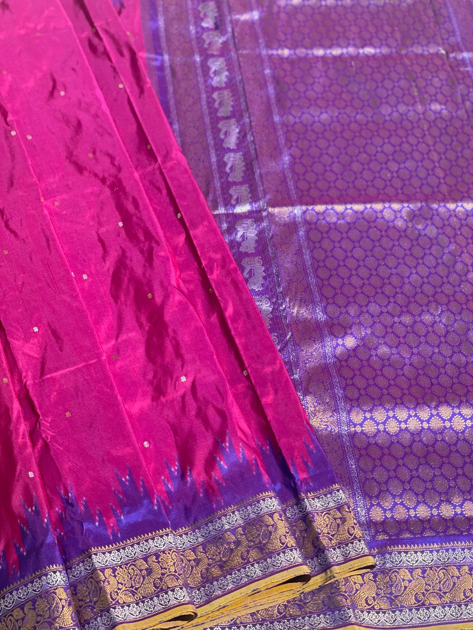 Revival Vintage Ikkat Silk Saree With Kanchi Border And Pallu