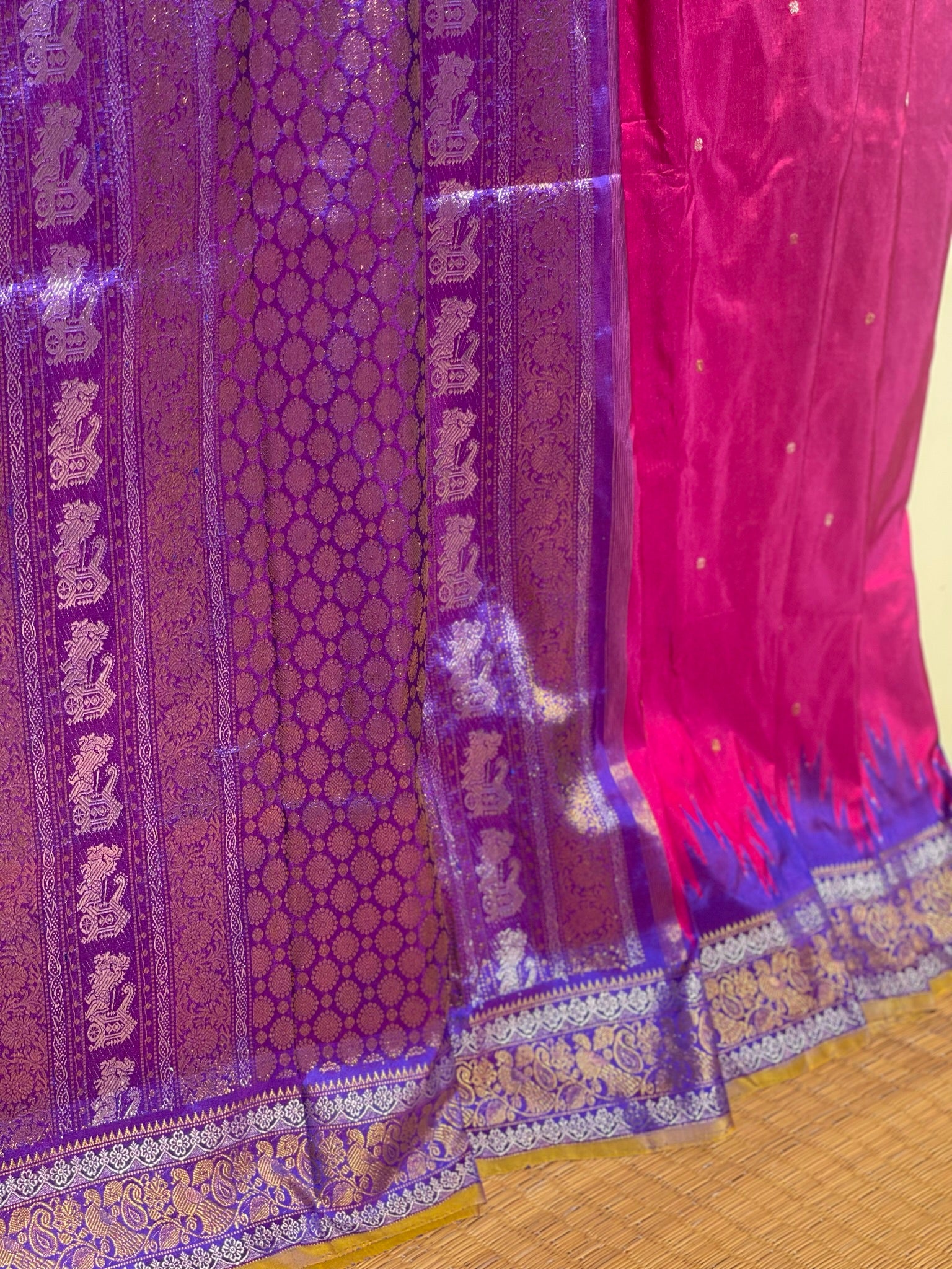 Revival Vintage Ikkat Silk Saree With Kanchi Border And Pallu