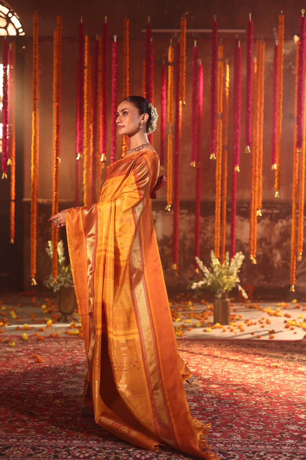 EKANTA - 7 The complete natural dyed Regal vintage kanchivaram redefined in Triple korvai with long double pallu