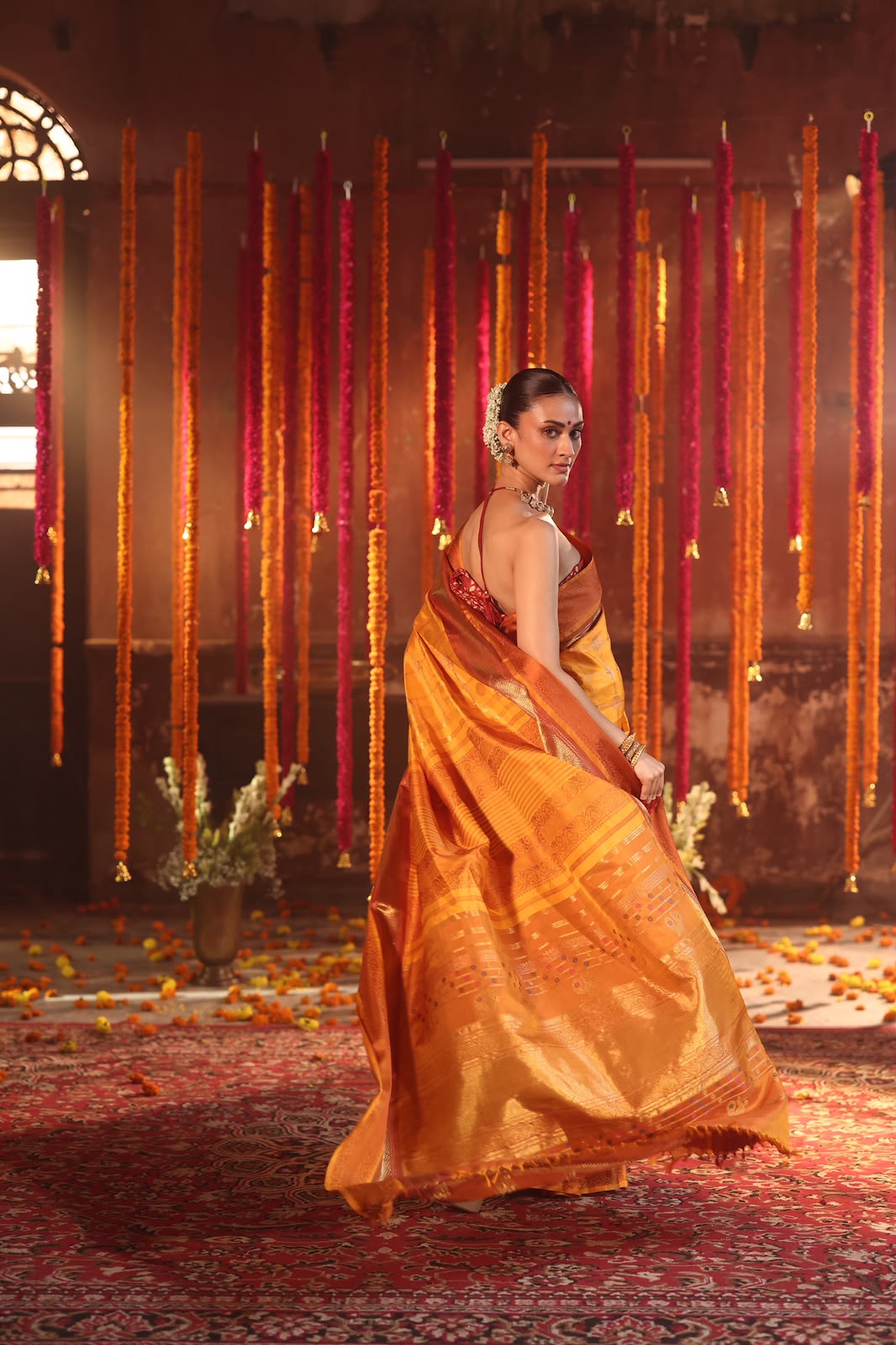 EKANTA - 7 The complete natural dyed Regal vintage kanchivaram redefined in Triple korvai with long double pallu