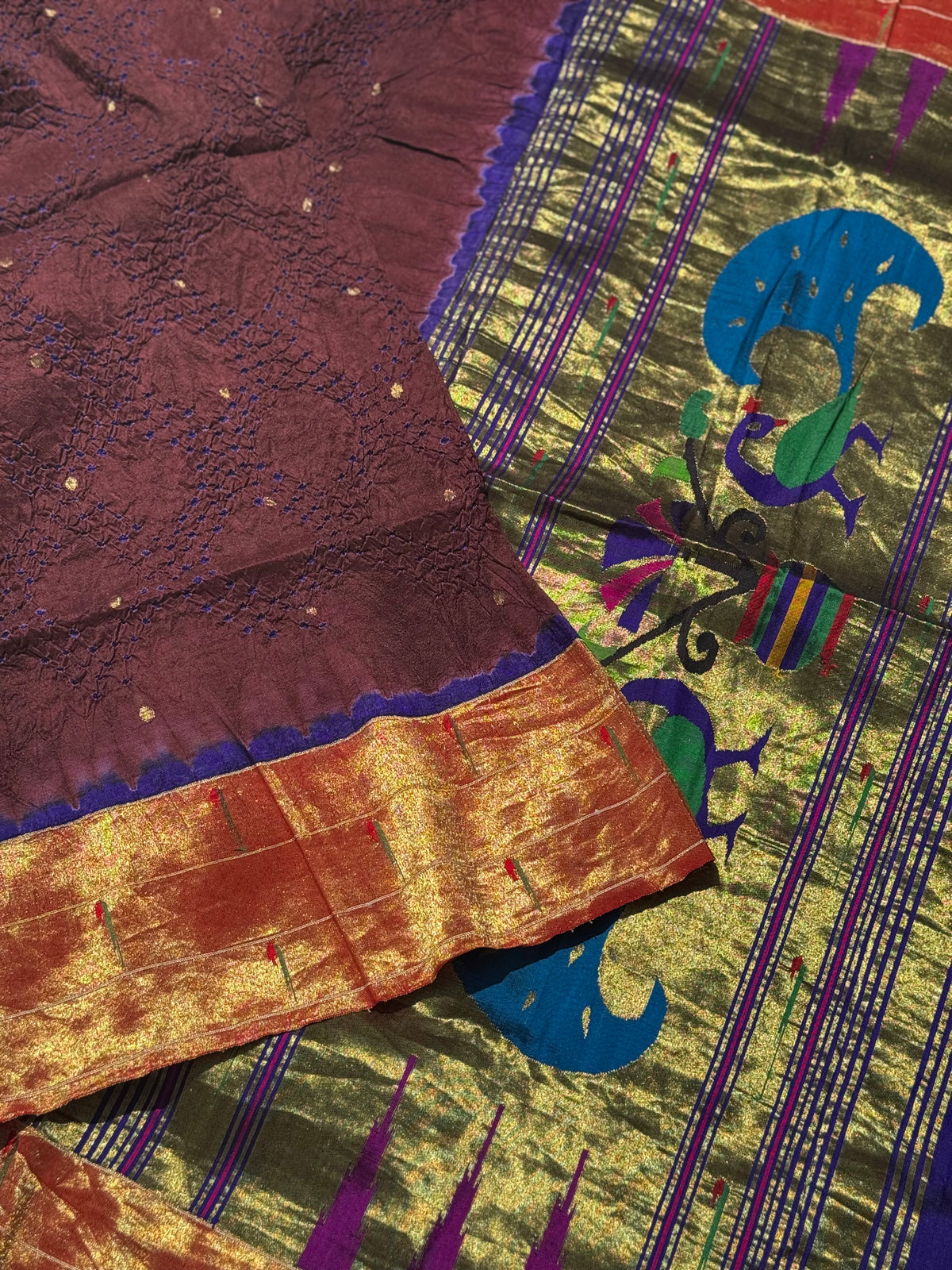 HANDKNOTTED RAI BHANDEJ PAITHANI TISSUE SILK DUPPATTA