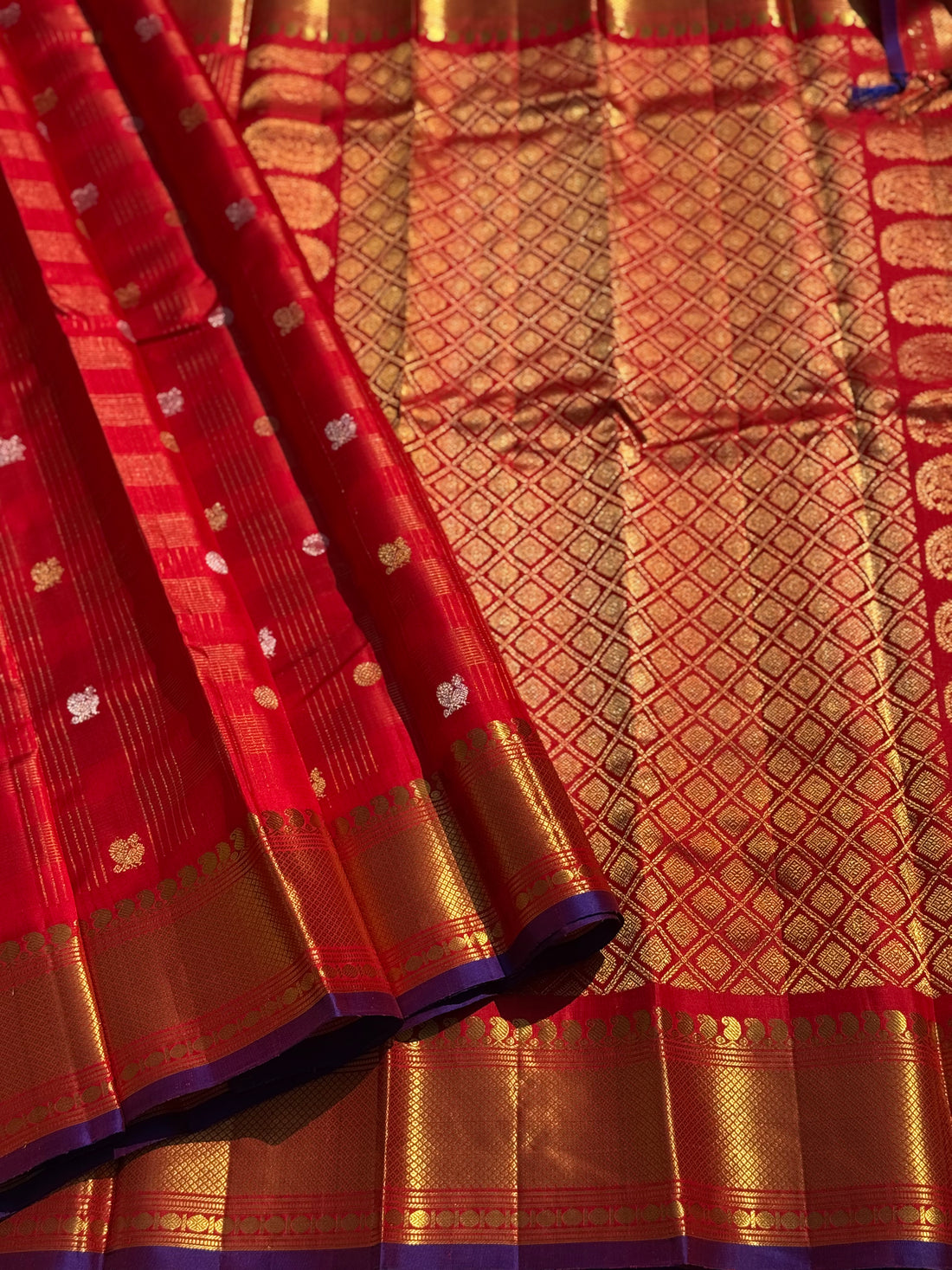 Handwoven checks kuttu gadwal silk saree