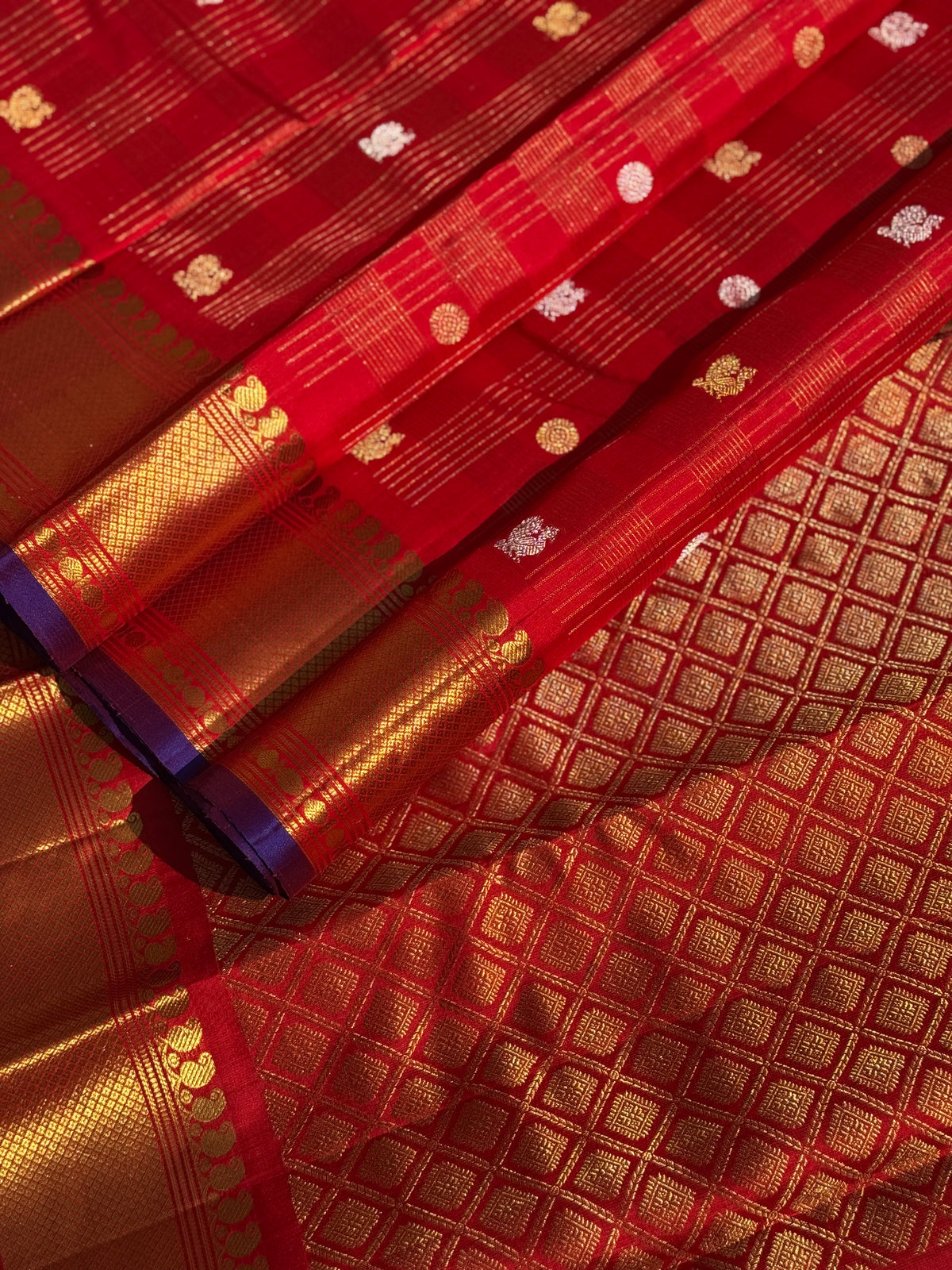 Handwoven checks kuttu gadwal silk saree