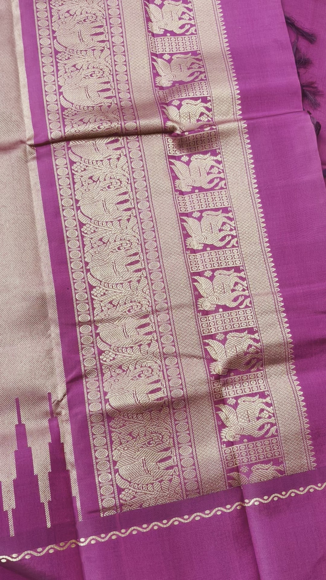 Threadwork Kanchivaram Silk Saree With Kalakshetra Kili Pallu And Rettapet Border