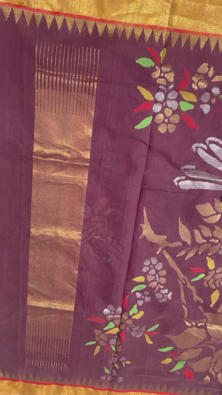 Ponduru Handspun Khadi Cotton Jamdani With Pallu Blouse Jamdani Saree
