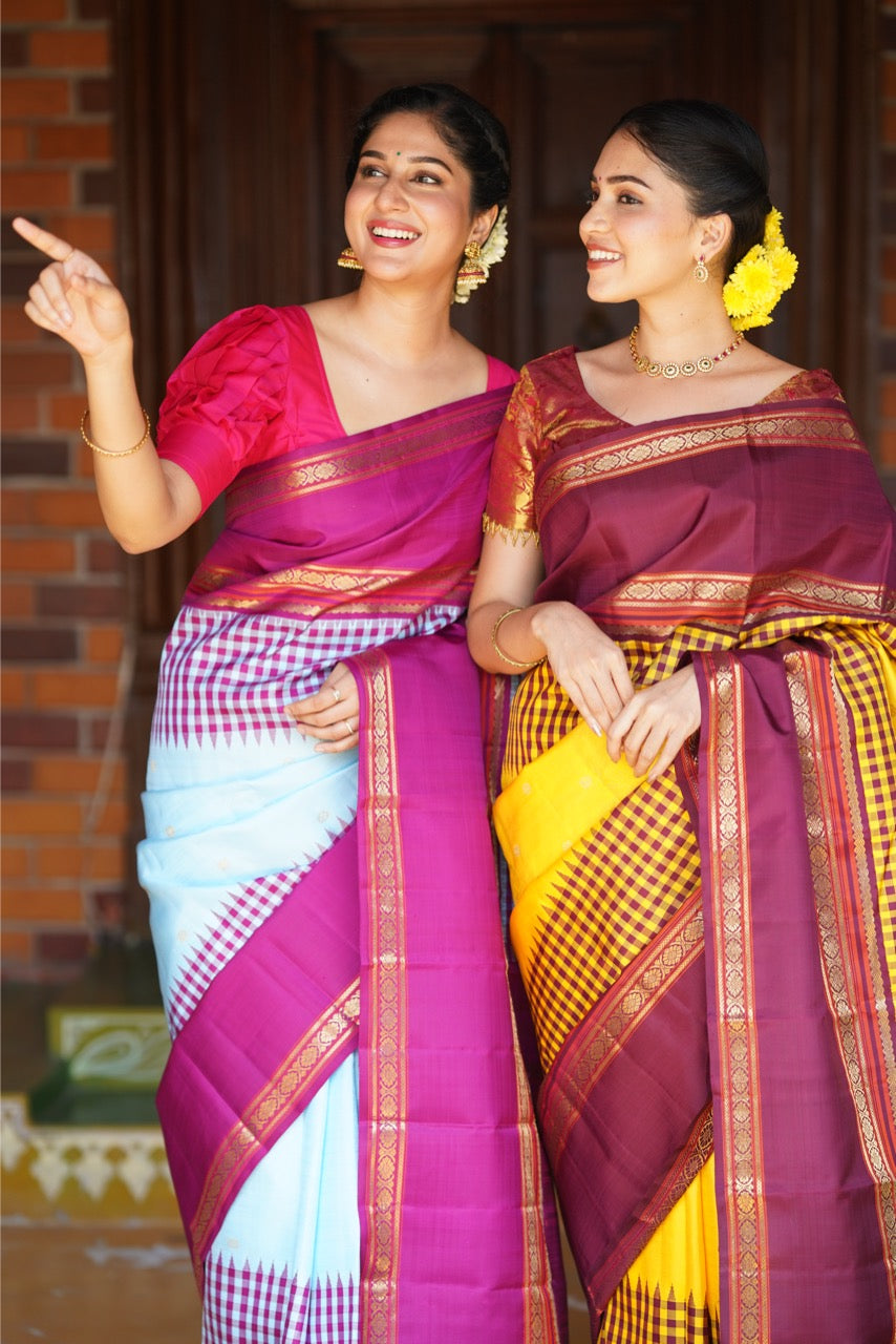 Parampara Vairaoosi with alternate korai kanchivaram silk saree