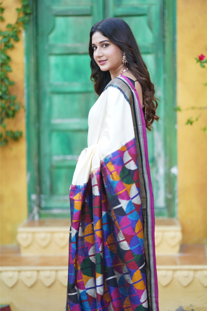 Brand Exclusive mulberry Ikkat Silk saree