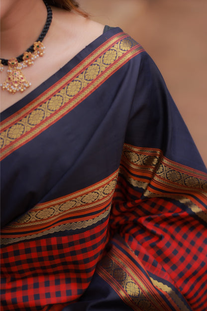 Heirloom Reinterpretation Of Vairaoosi Kanchivaram Silk Saree With Alternate Korai Border