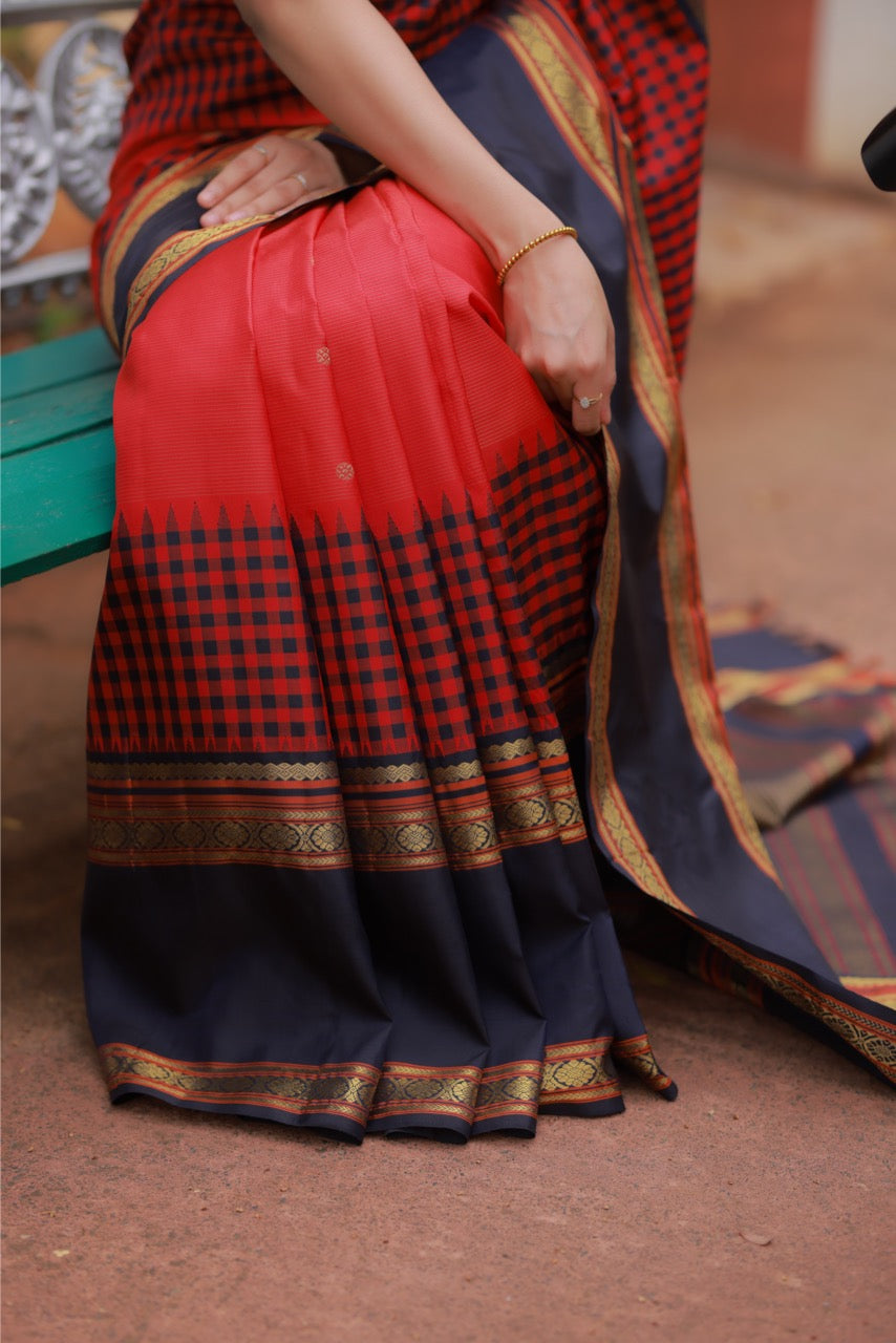 Heirloom Reinterpretation Of Vairaoosi Kanchivaram Silk Saree With Alternate Korai Border