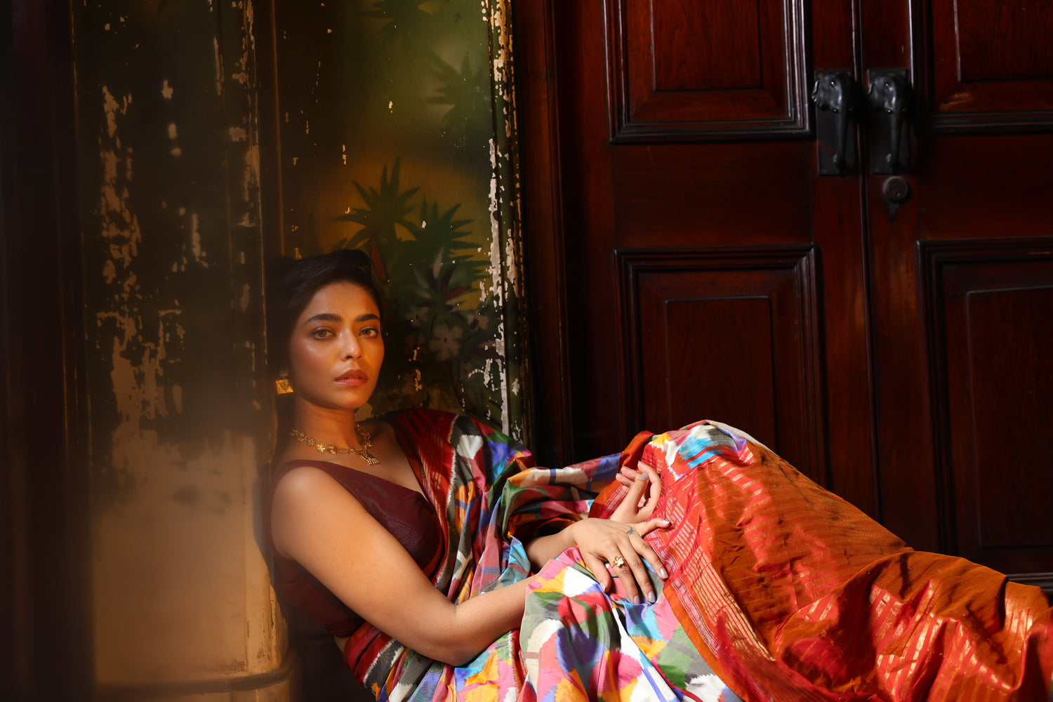 DESIGNER EXCLUSIVE Upscaled Multicolour block silk Ikkat saree