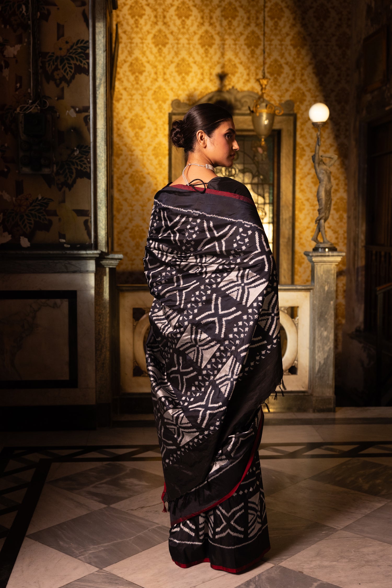 MAGIZHAM- Magnificent African tribal motifs silk ikkat inspired from Mali Bamana tribal symbols BOGOLANFINI mud cloth