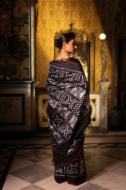 MAGIZHAM- Magnificent African tribal motifs silk ikkat inspired from Mali Bamana tribal symbols BOGOLANFINI mud cloth