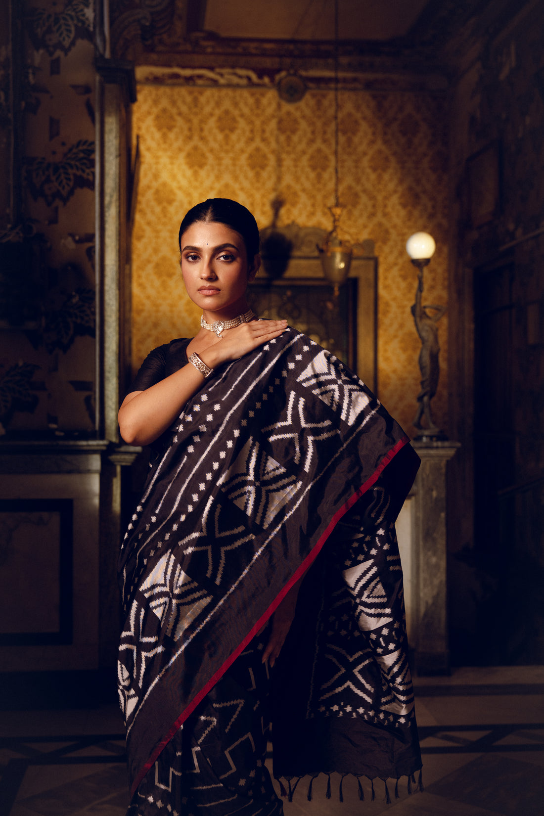 MAGIZHAM- Magnificent African tribal motifs silk ikkat inspired from Mali Bamana tribal symbols BOGOLANFINI mud cloth