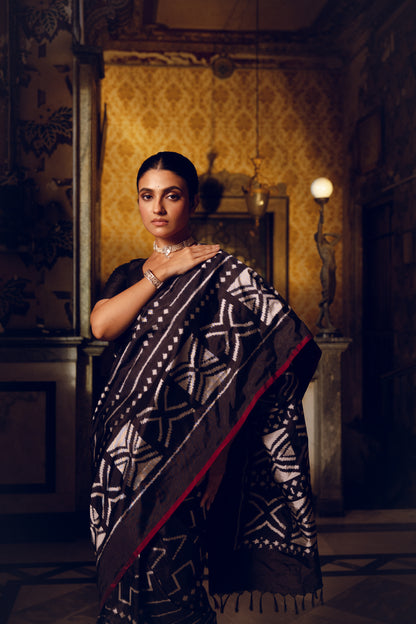 MAGIZHAM- Magnificent African tribal motifs silk ikkat inspired from Mali Bamana tribal symbols BOGOLANFINI mud cloth