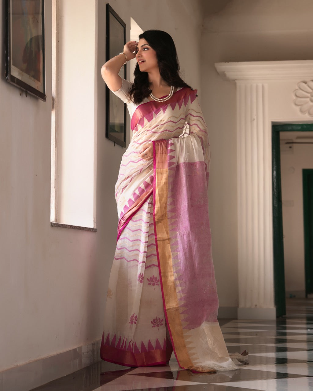 All Over Designer Exclusive Ponduru Khadi Jaal Jamdani Saree