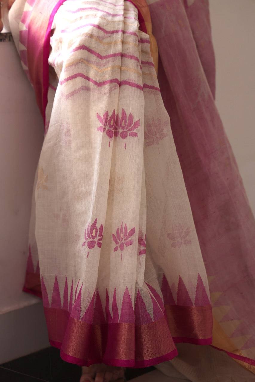 All Over Designer Exclusive Ponduru Khadi Jaal Jamdani Saree