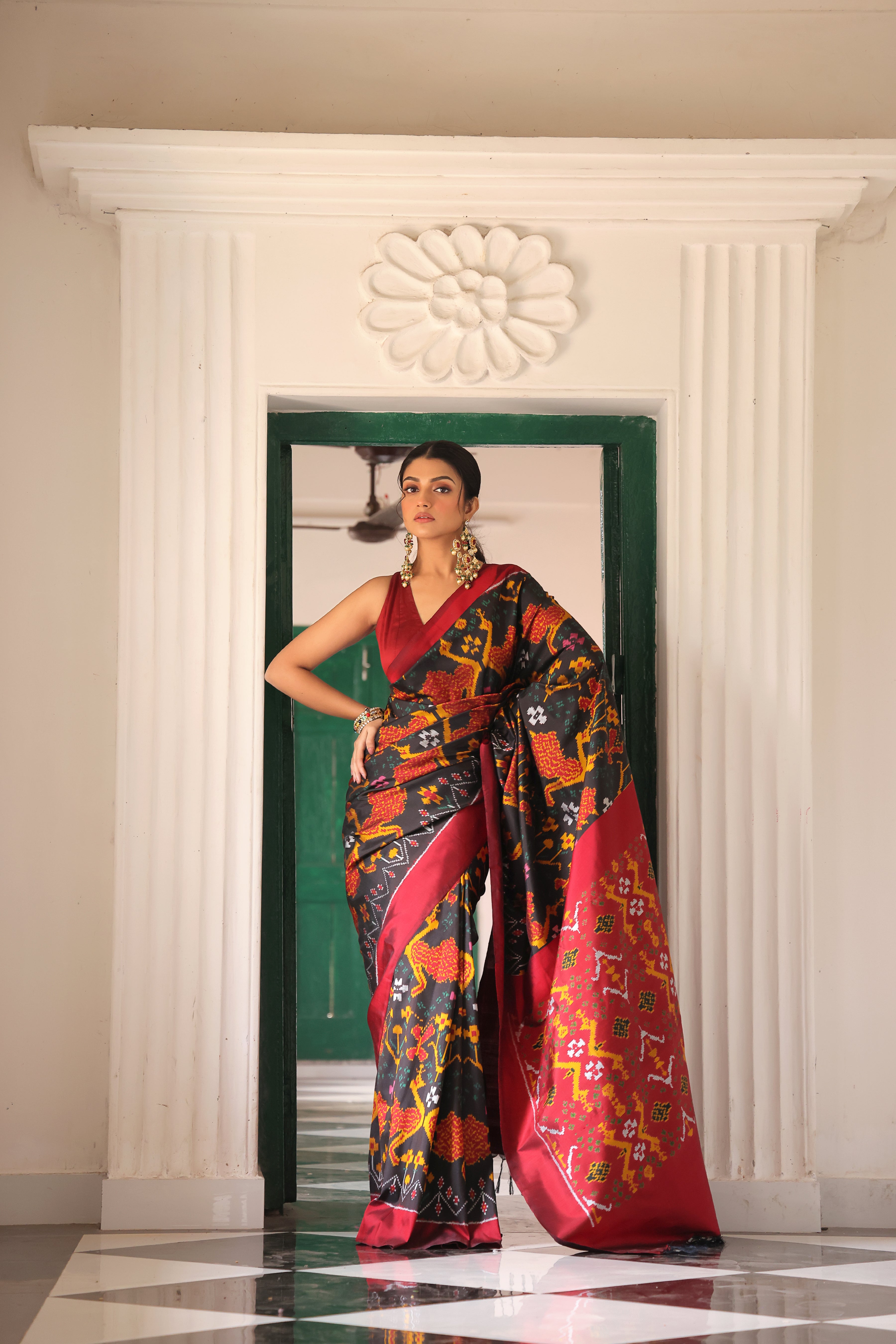 NARUVI - A Cambodian Inspired silk ikkat saree, a vintage museum piece archive from south east Asia