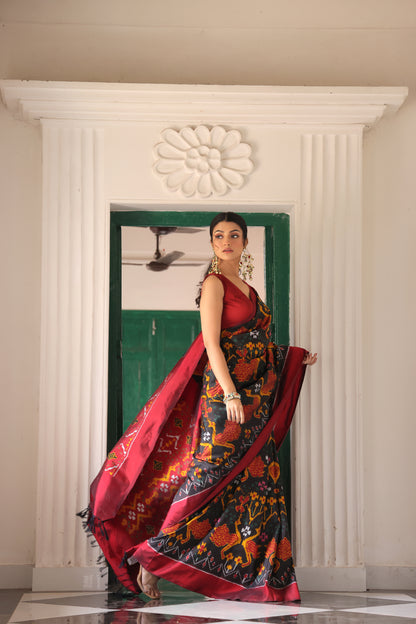 NARUVI - A Cambodian Inspired silk ikkat saree, a vintage museum piece archive from south east Asia