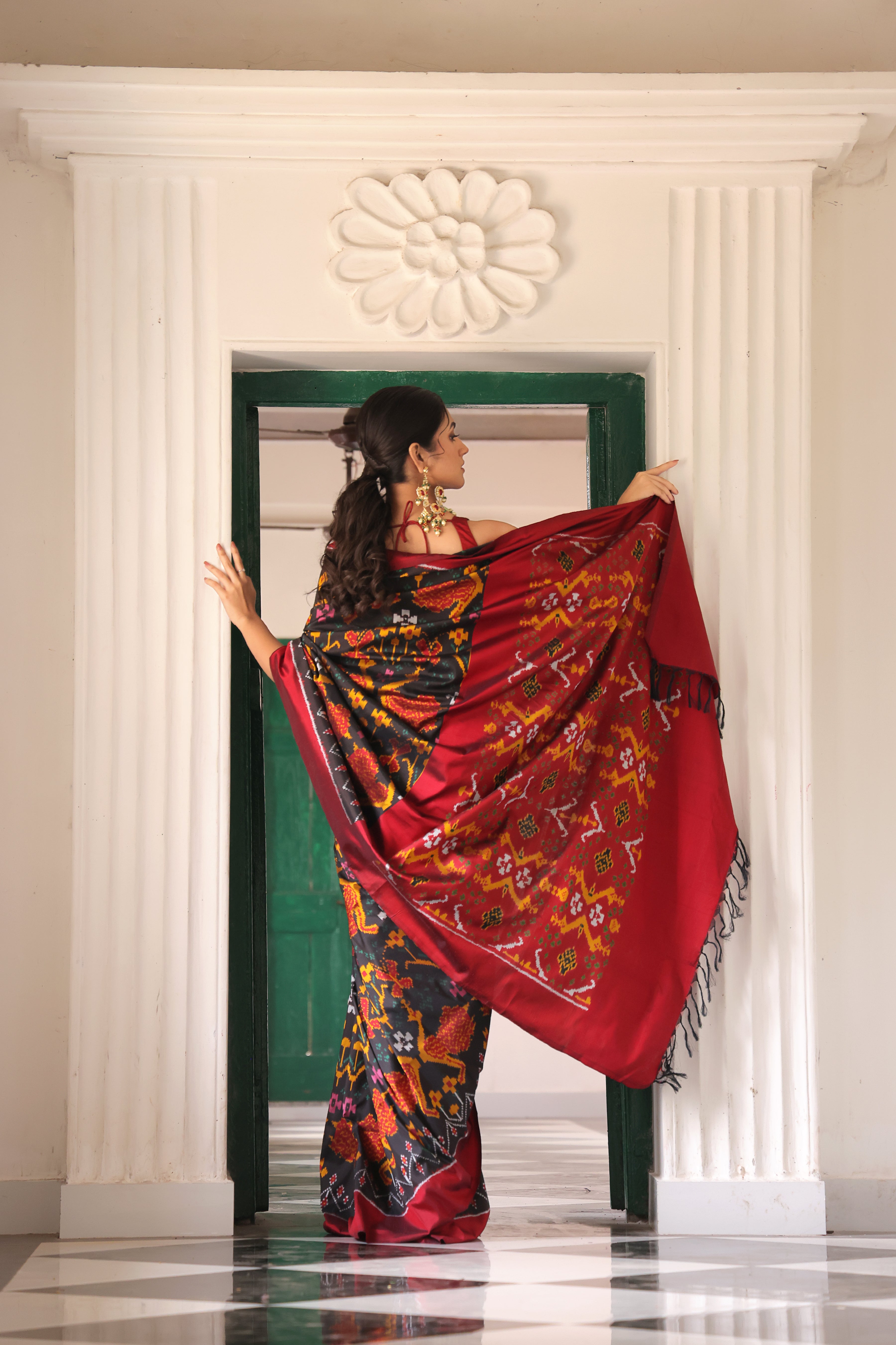 NARUVI - A Cambodian Inspired silk ikkat saree, a vintage museum piece archive from south east Asia