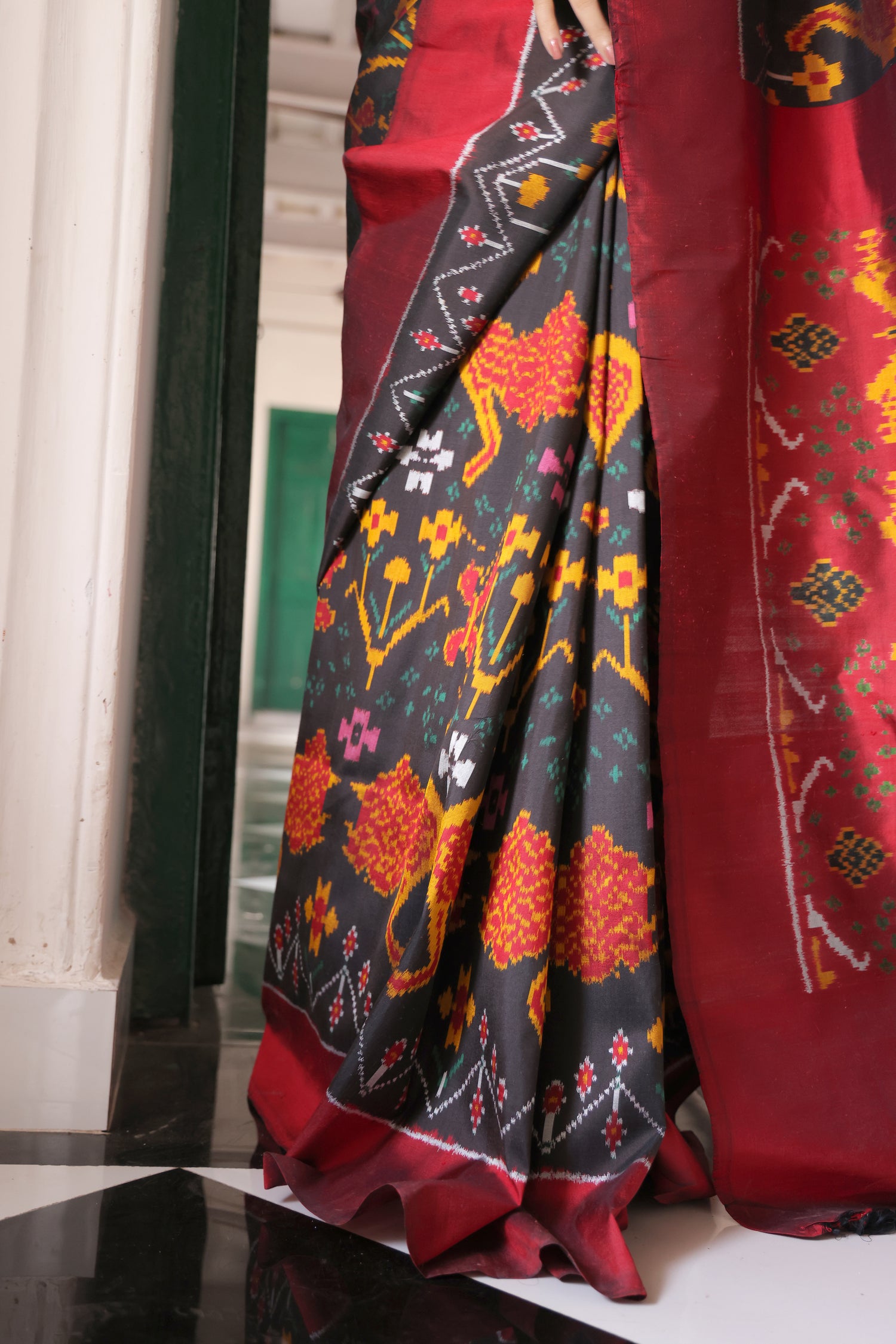 NARUVI - A Cambodian Inspired silk ikkat saree, a vintage museum piece archive from south east Asia