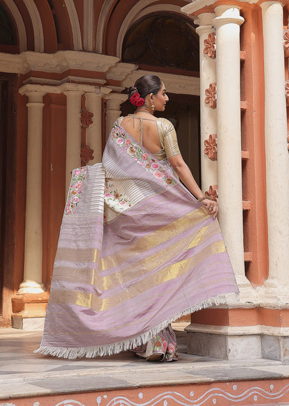 A stunner Masterpiece kanchivaram ettukol weave silk saree with authentic Parsi gara work