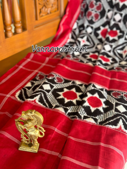 A Masterpiece  Double Ikkat Telia Rumal Cotton Saree