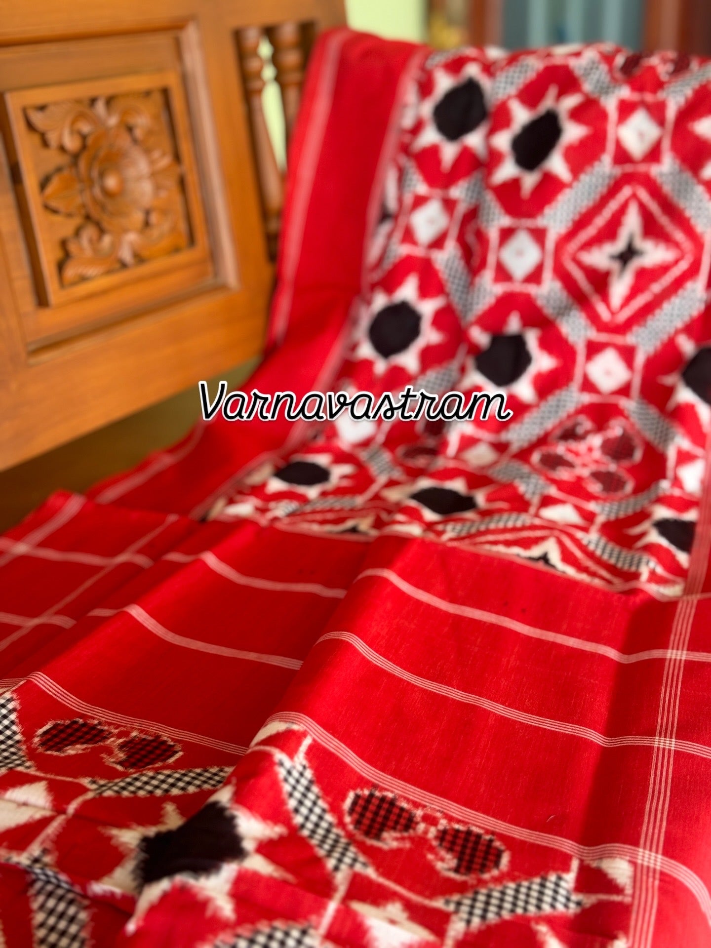 A Masterpiece  Double Ikkat Telia Rumal Cotton Saree