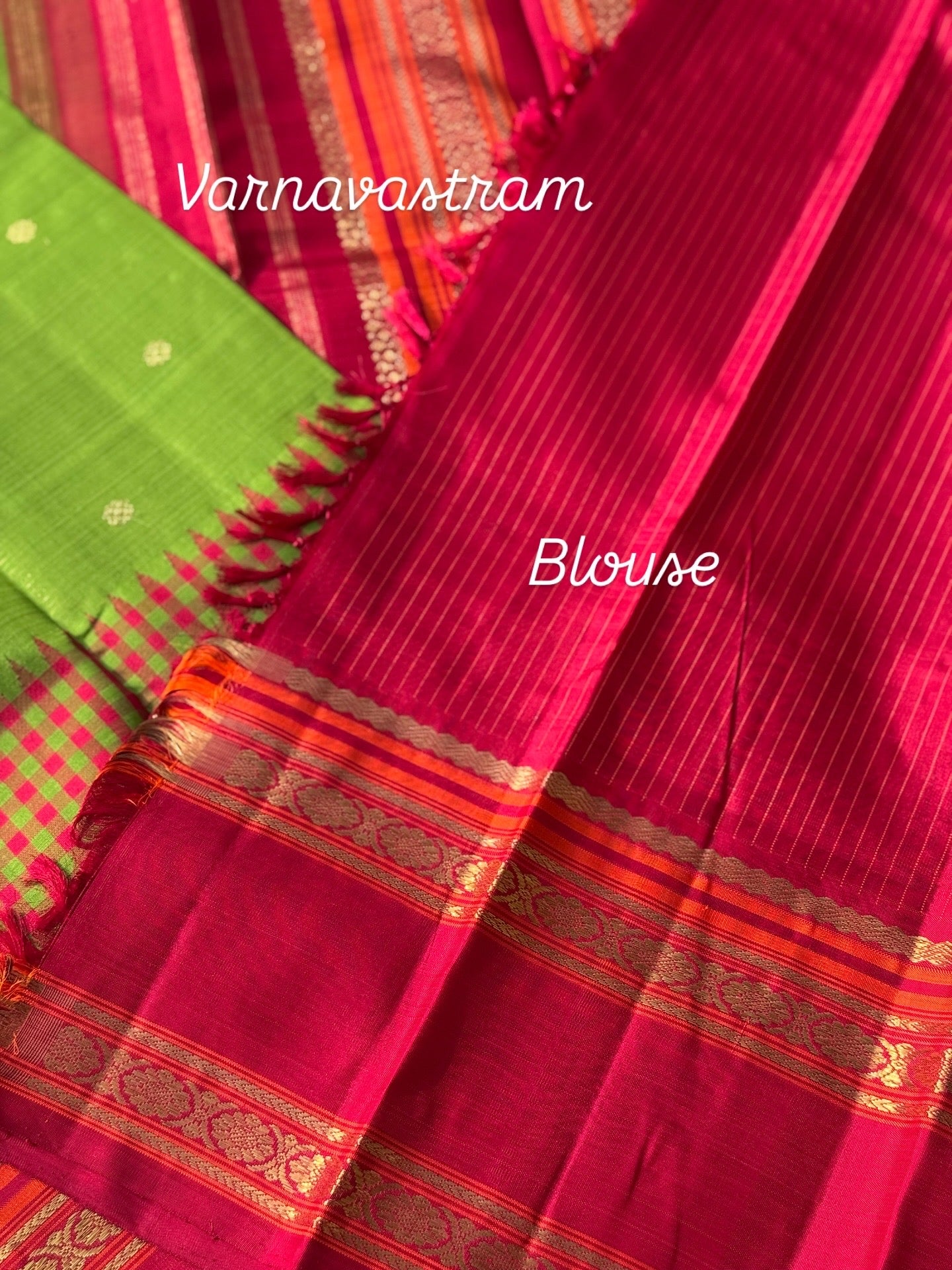 PARAMPARA Kanchivaram silk saree in tender green with arakku shade