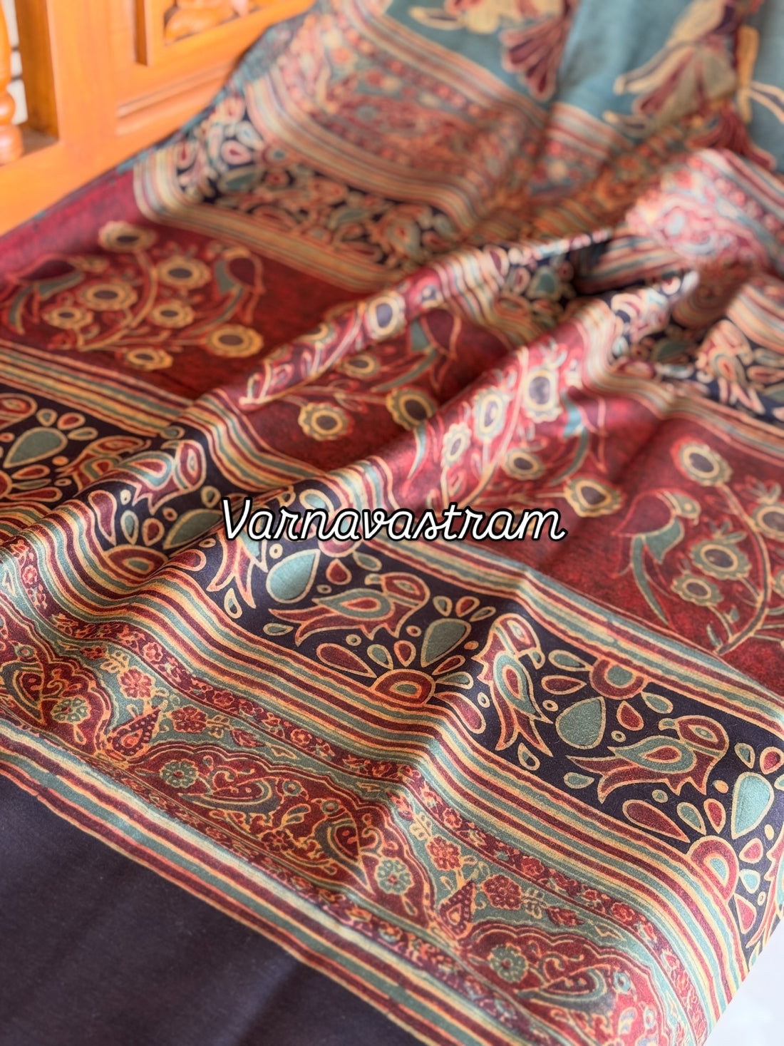NATURAL DYED / VEGETABLE DYED HANDBLOCK PRINTS AJRAKH SILK DUPPATTA