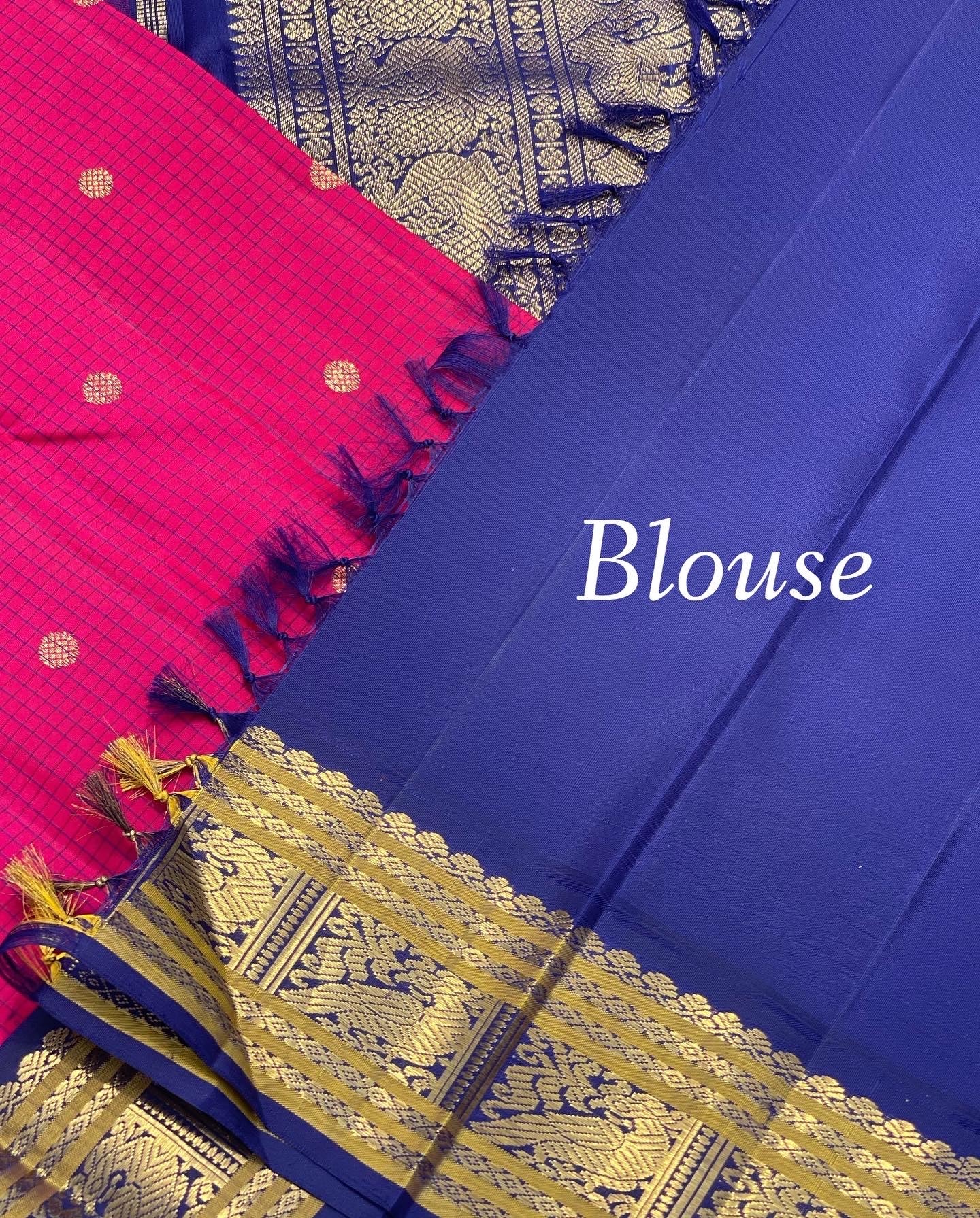 Checks Korvai Kanchi Silk Saree