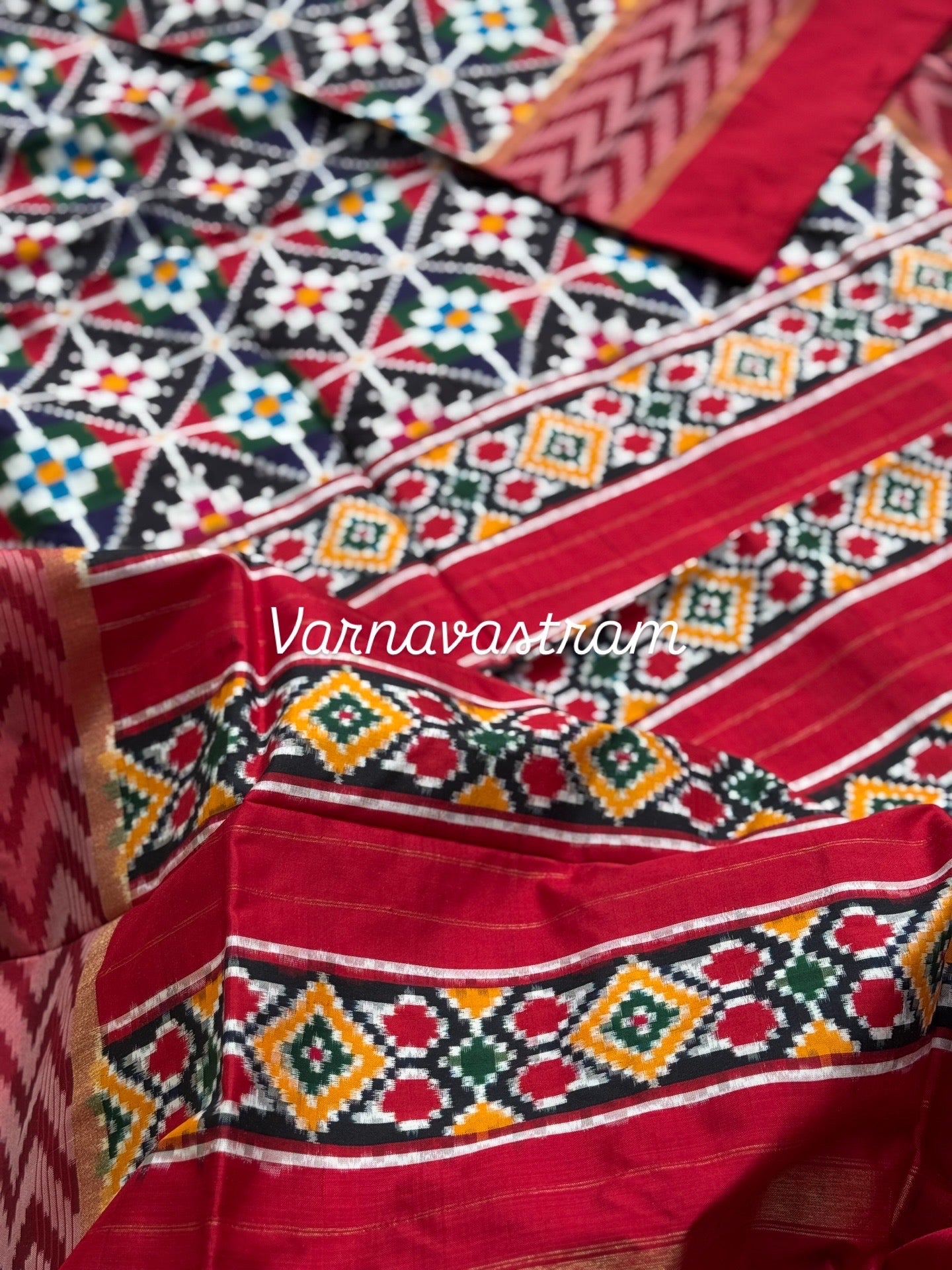 Multicolour Patola Inspired Double Ikkat Silk Saree