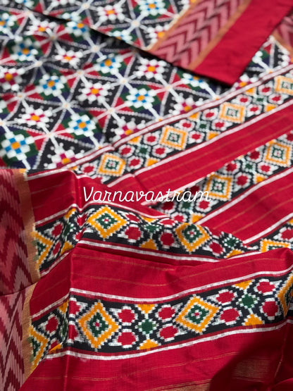 Multicolour Patola Inspired Double Ikkat Silk Saree