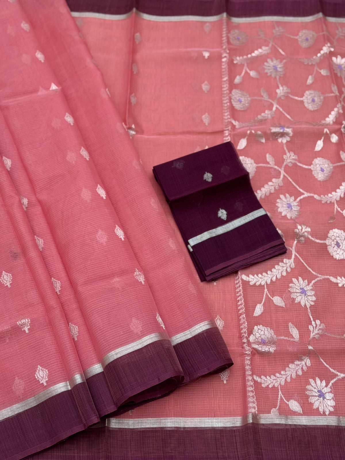 Handwoven zari Kota silk by cotton saree