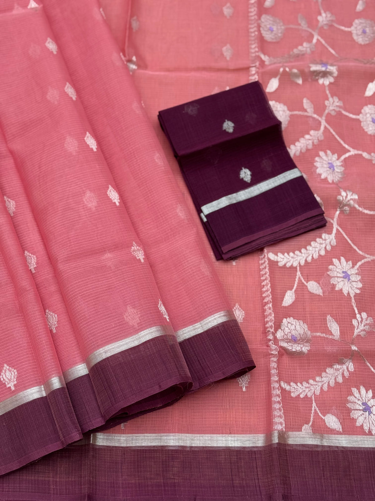 Handwoven zari Kota silk by cotton saree