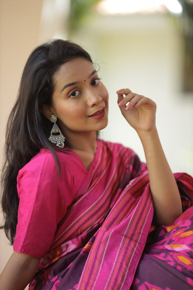 Premium Exclusive Uzbek Inspired Silk Ikkat In Premium Mulberry Saree