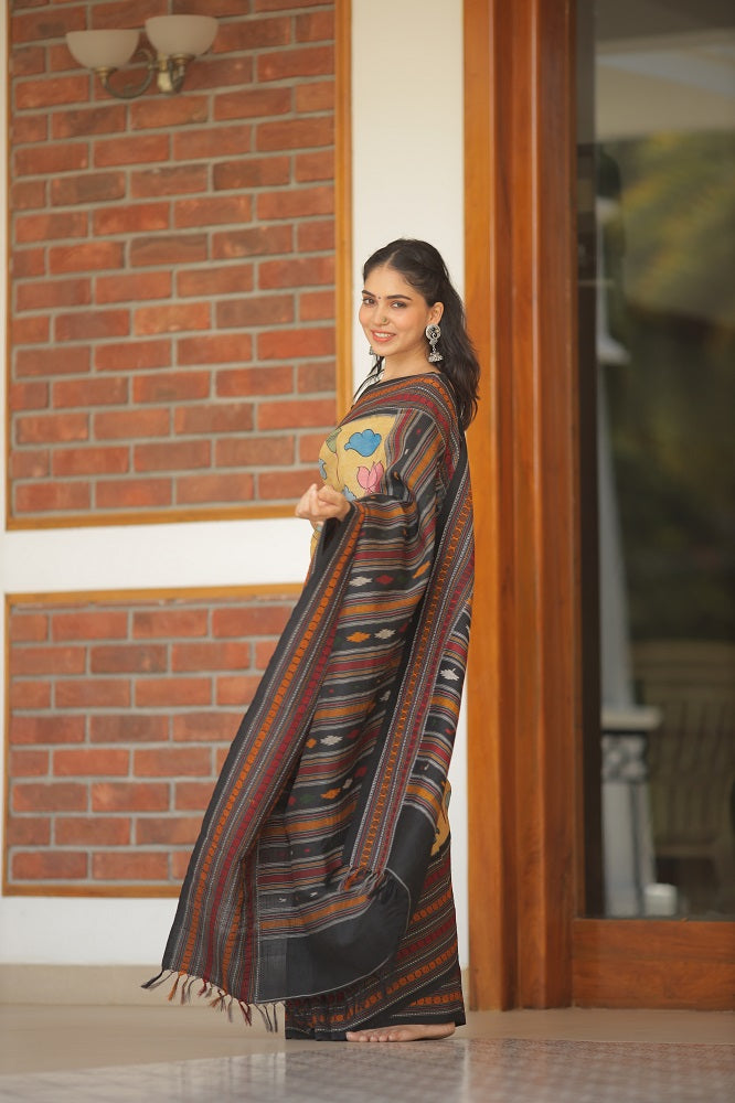 Penkalamkari Handdrawn and Hand Painted Saree