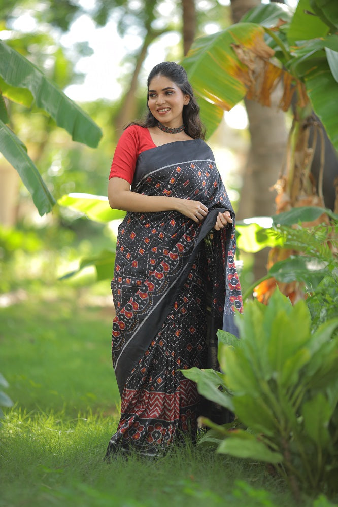 Contemporary Silk Ikkat Saree on Premium Mulberry Silk
