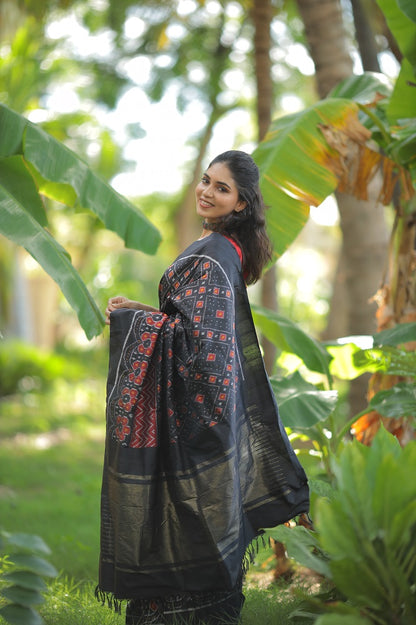 Contemporary  Silk Ikkat Saree on Premium Mulberry Silk