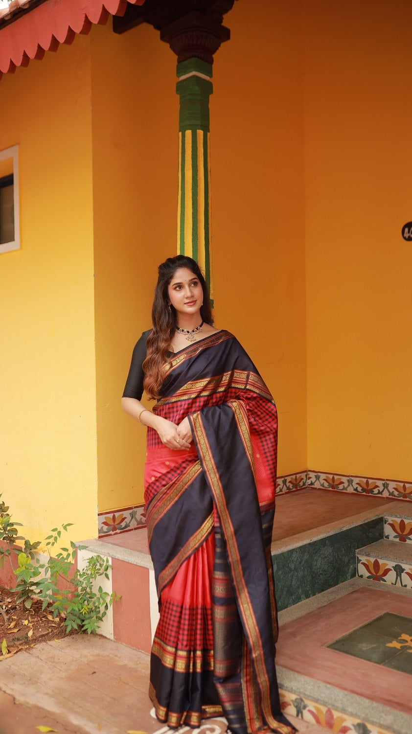 Heirloom Reinterpretation Of Vairaoosi Kanchivaram Silk Saree With Alternate Korai Border