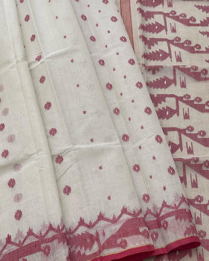 Dhakai Tant Weave Cotton Jamdani Saree