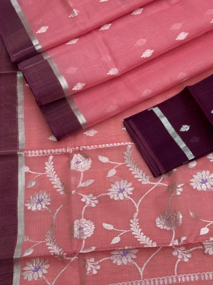 Handwoven zari Kota silk by cotton saree