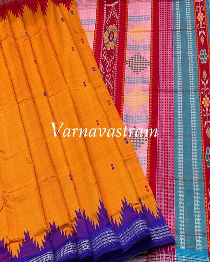 Berhampuri Double Pallu Silk Saree Odisha Weave